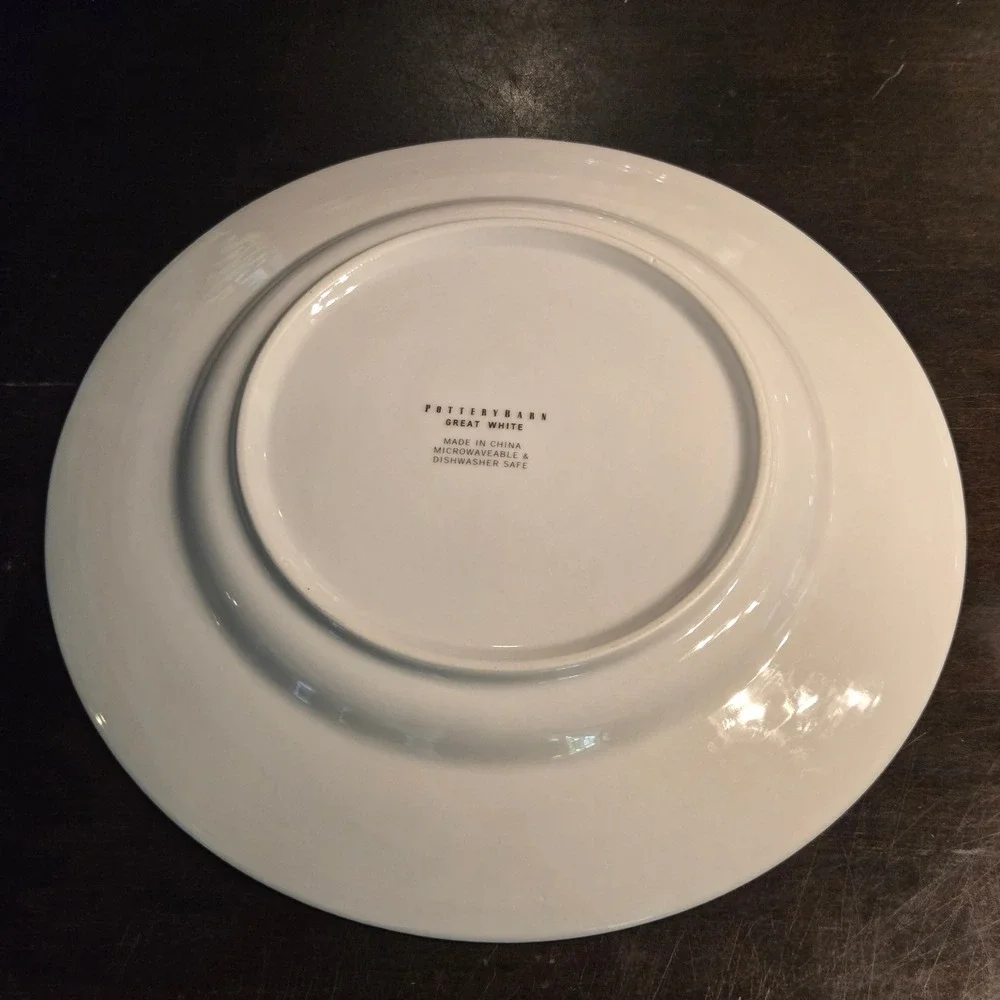 Set 2 Pottery Barn Dinner Plates 12in White Great White Porcelain Large Chargers